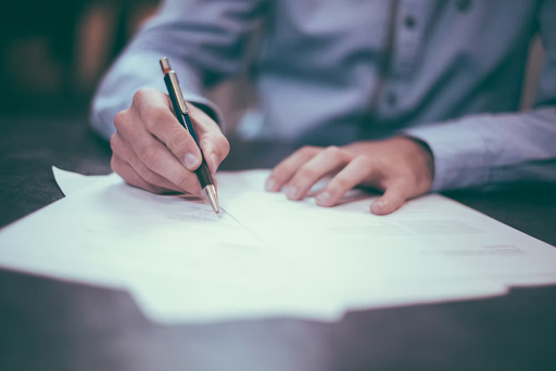 An accountant preparing tax documents manually