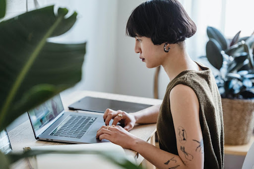 CPA qualities Accountant working on laptop