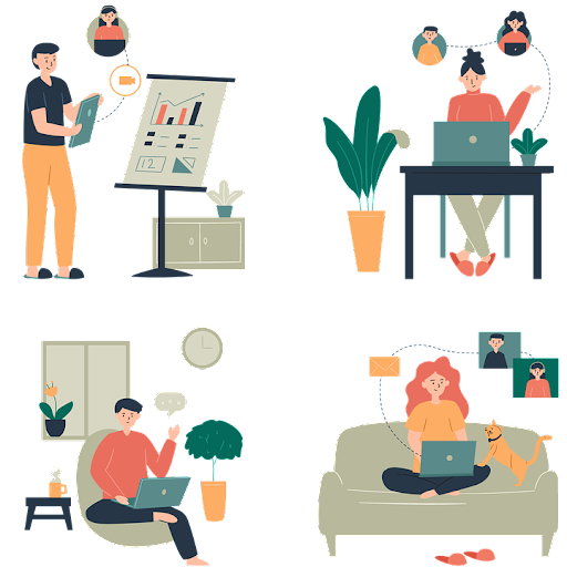 Illustration of a remote team